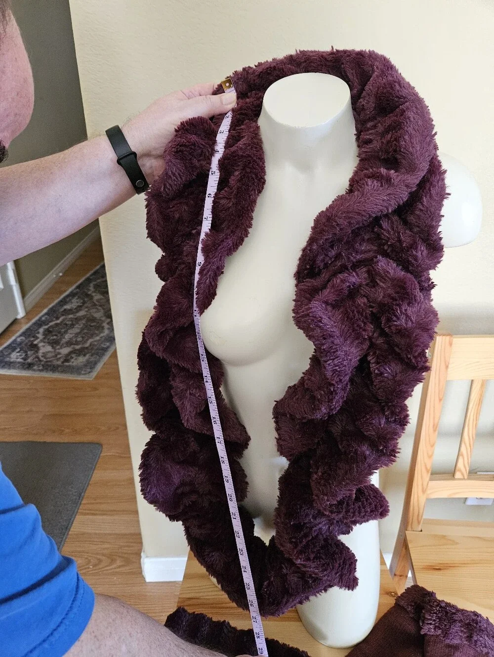 Women's Burgundy Faux-Fur Winter Scarf, Headband & Gloves Set Made By Avon